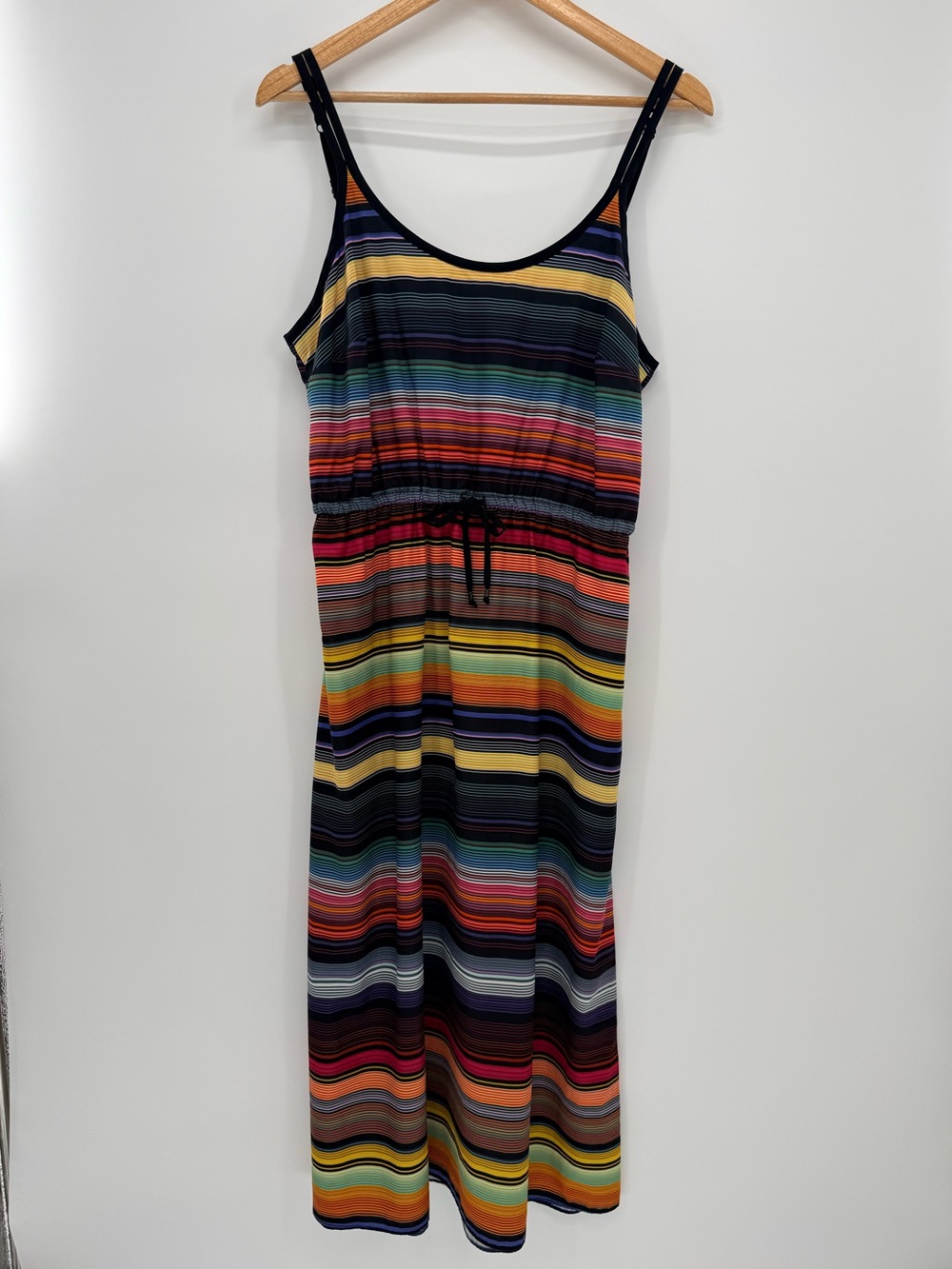 Athleta Striped‎ Midi Casual Dress Women's M Multicolor Resort Sleeveless Beach - Picture 2 of 10